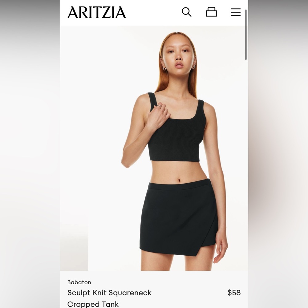 Babaton Sculpt Knit Square-neck Cropped Tank